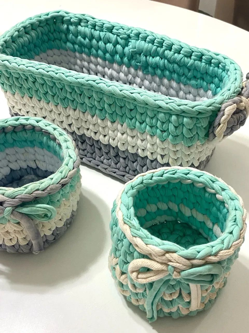 Kit Higiene pra Bebê 3 peças de crochê 