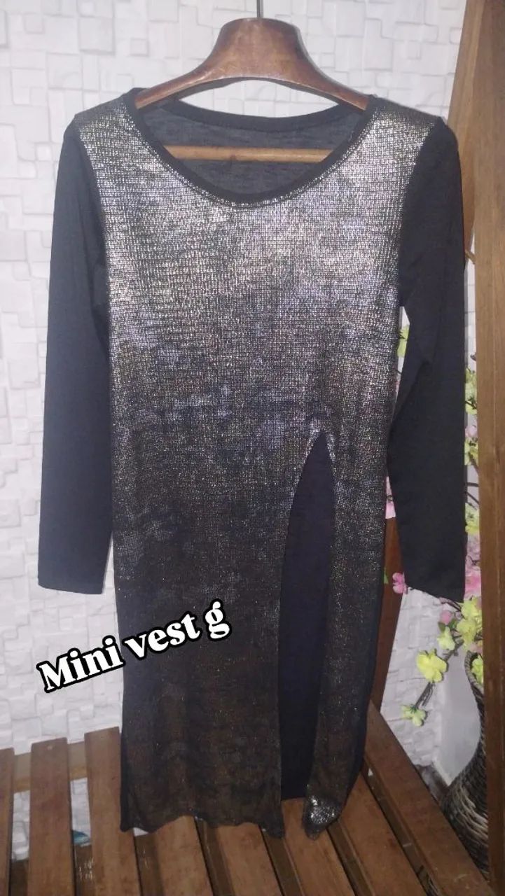 Vestido Preto com Brilho - Mini Vest. M 