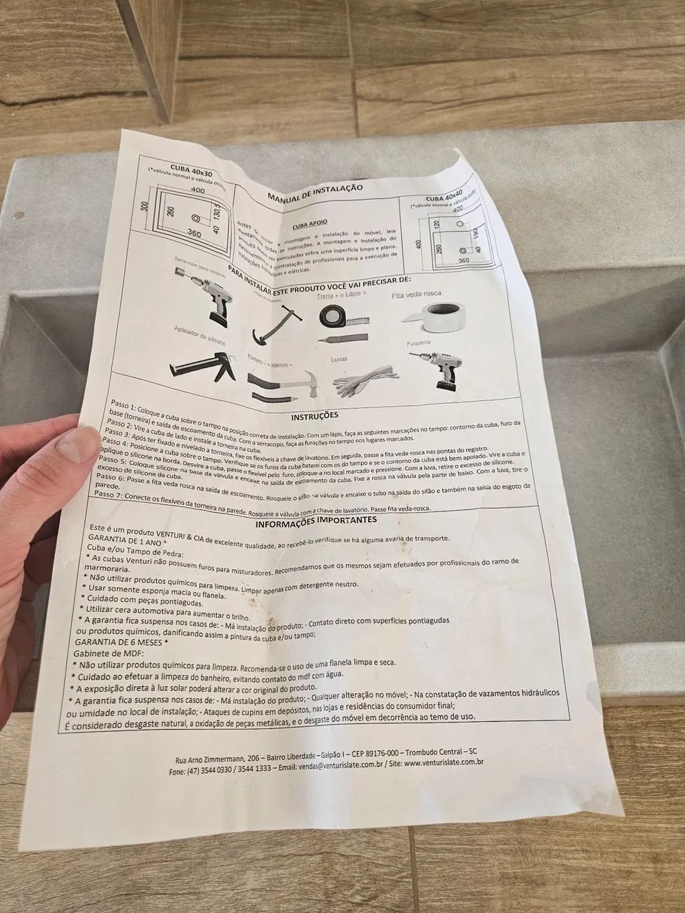 Cuba de pia mármore sintético cinza - Foto 4