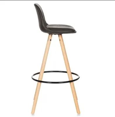 BANQUETA EAMES LUÍSA PRETA BASE MADEIRA 