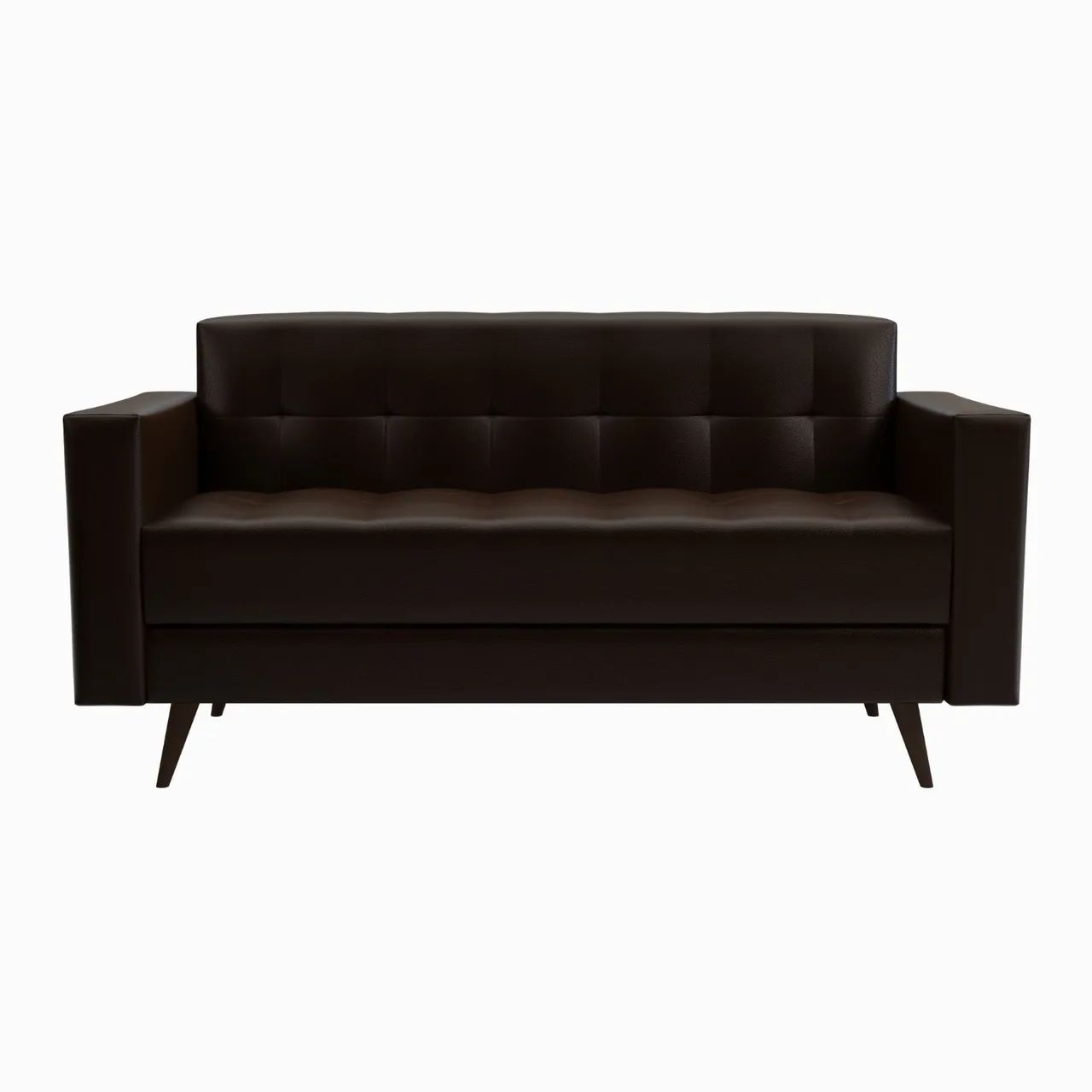 Sofa Vitrola em Couro Preto - em 3 Tamanhos - Foto 3