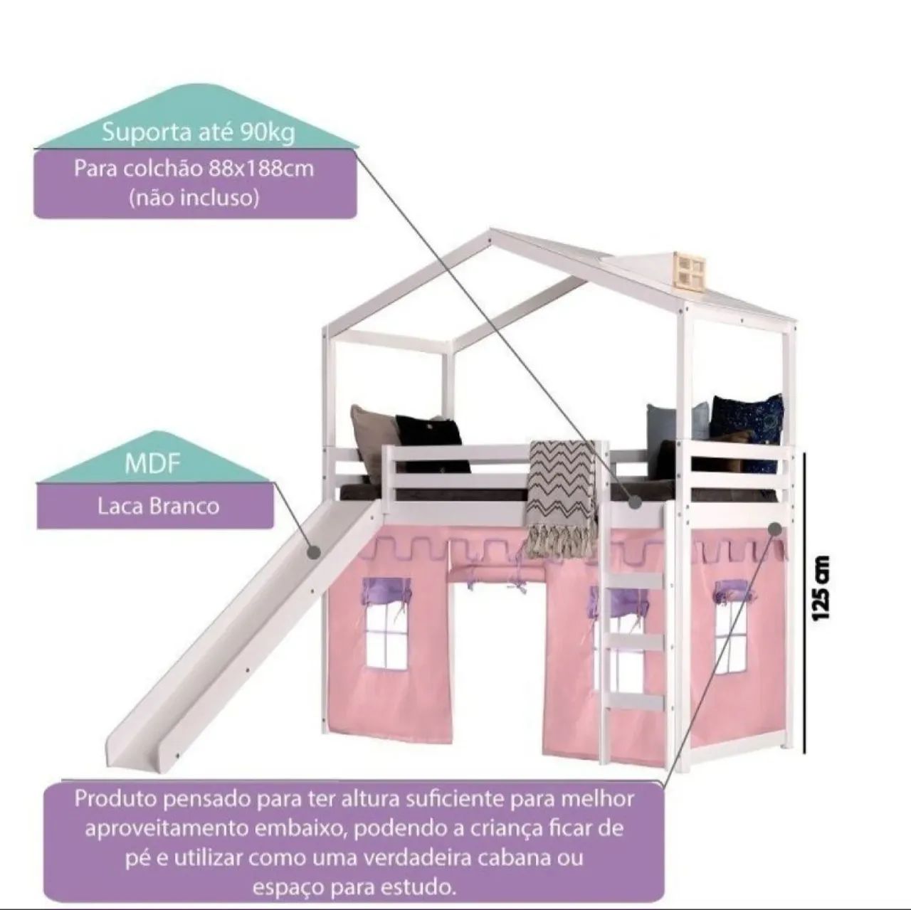 Cama infantil com escada e escorregador - Foto 5