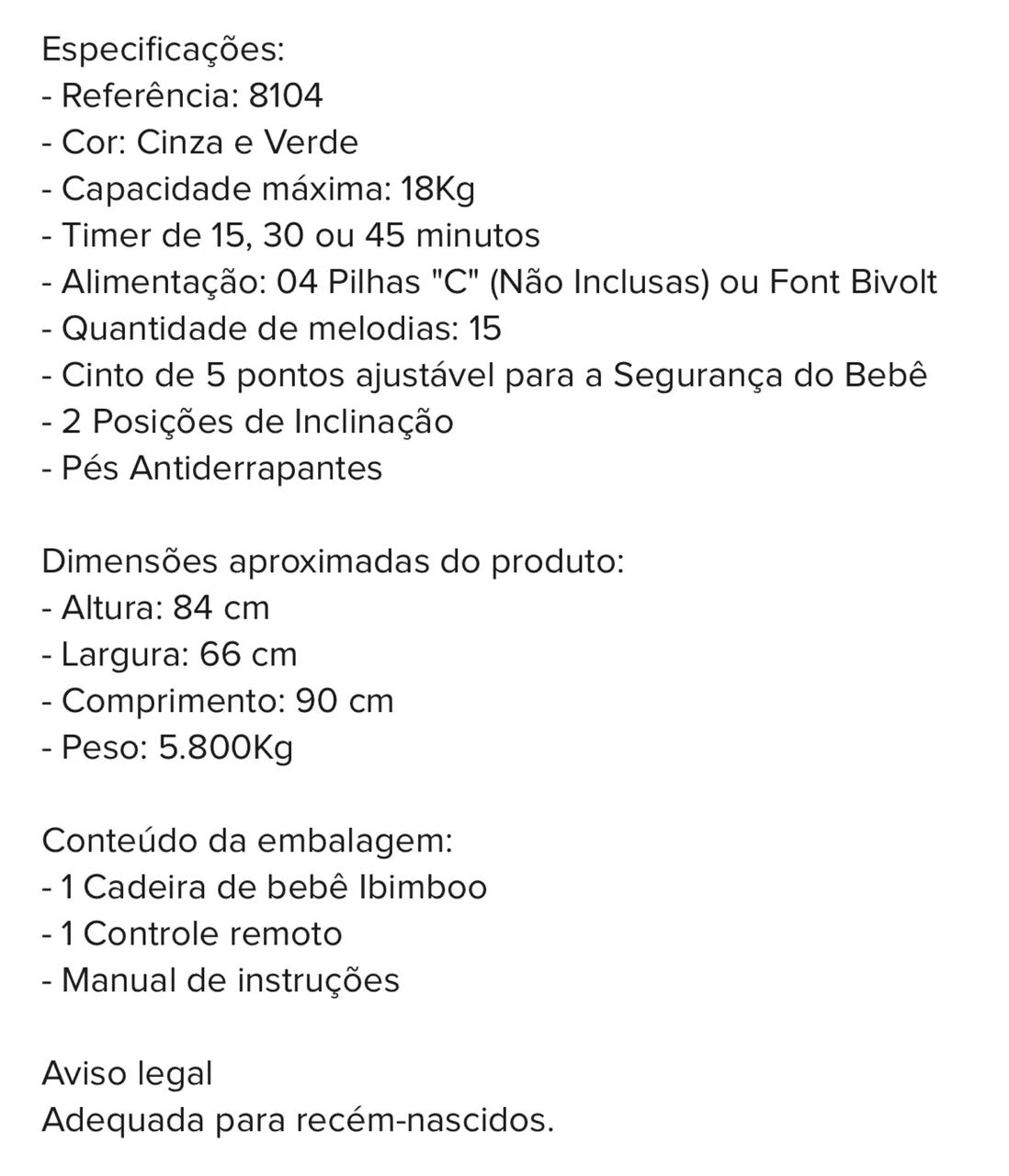 Cadeirinha elétrica de balanço de bebê  - Foto 3