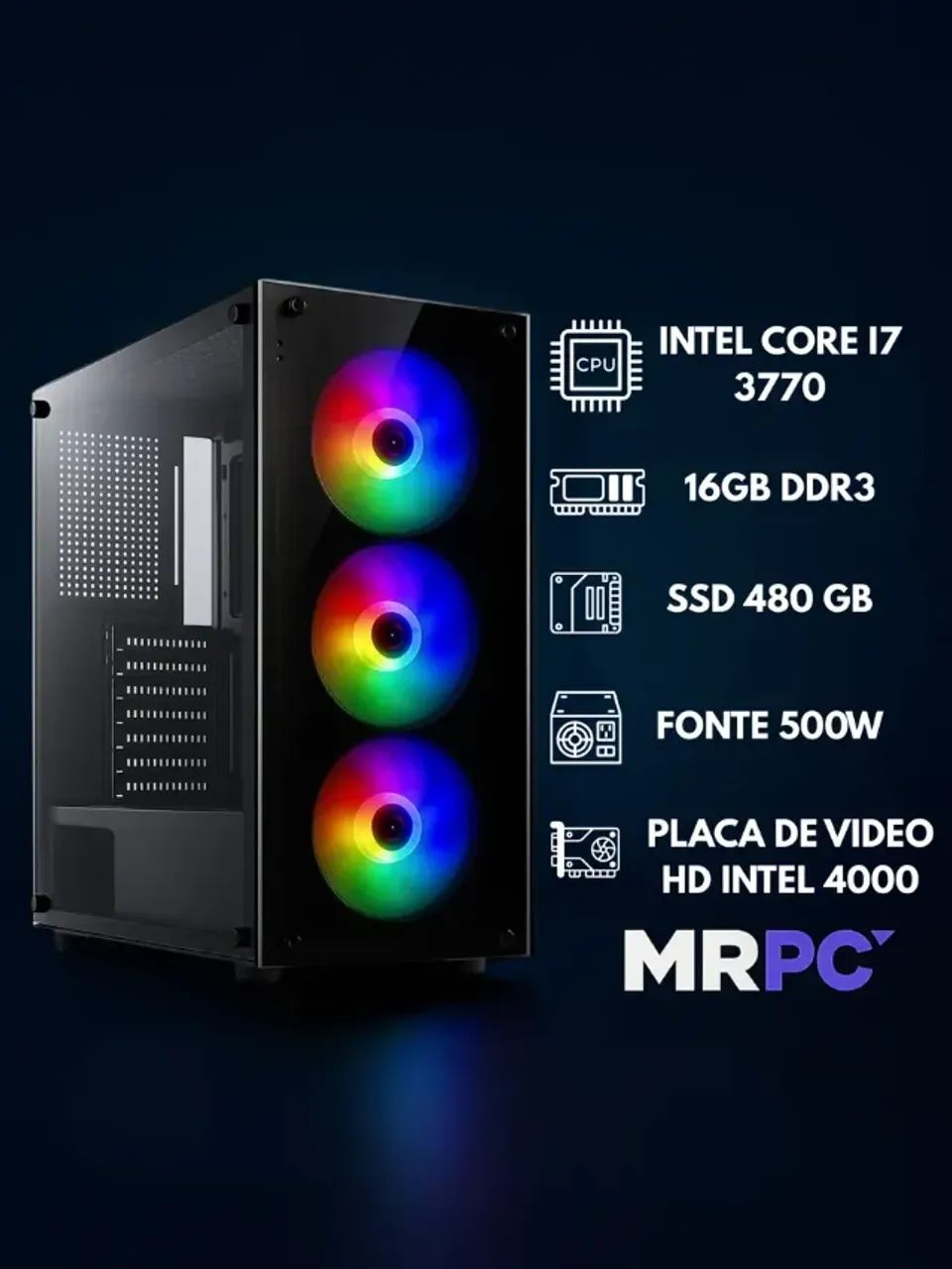 Pc Gamer Completo I7 3.4ghz 16gb Ssd 480gb 500w Monitor 19 480 Gb 16 Gb Placa De Video Int - Foto 6