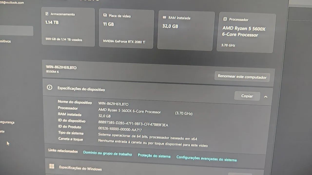 Pc Gamer Ryzen 5 5600x + Rtx 2080 Ti 11gb - Computadores e