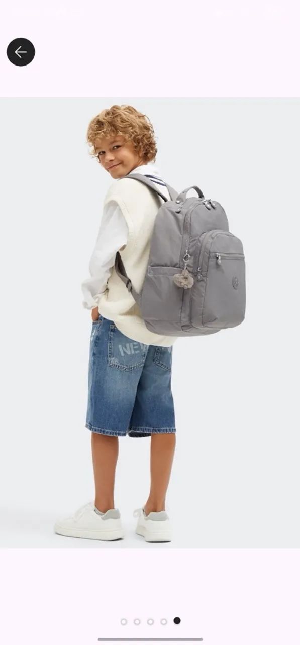 Mochila Seoul Kipling Cinza - Foto 4