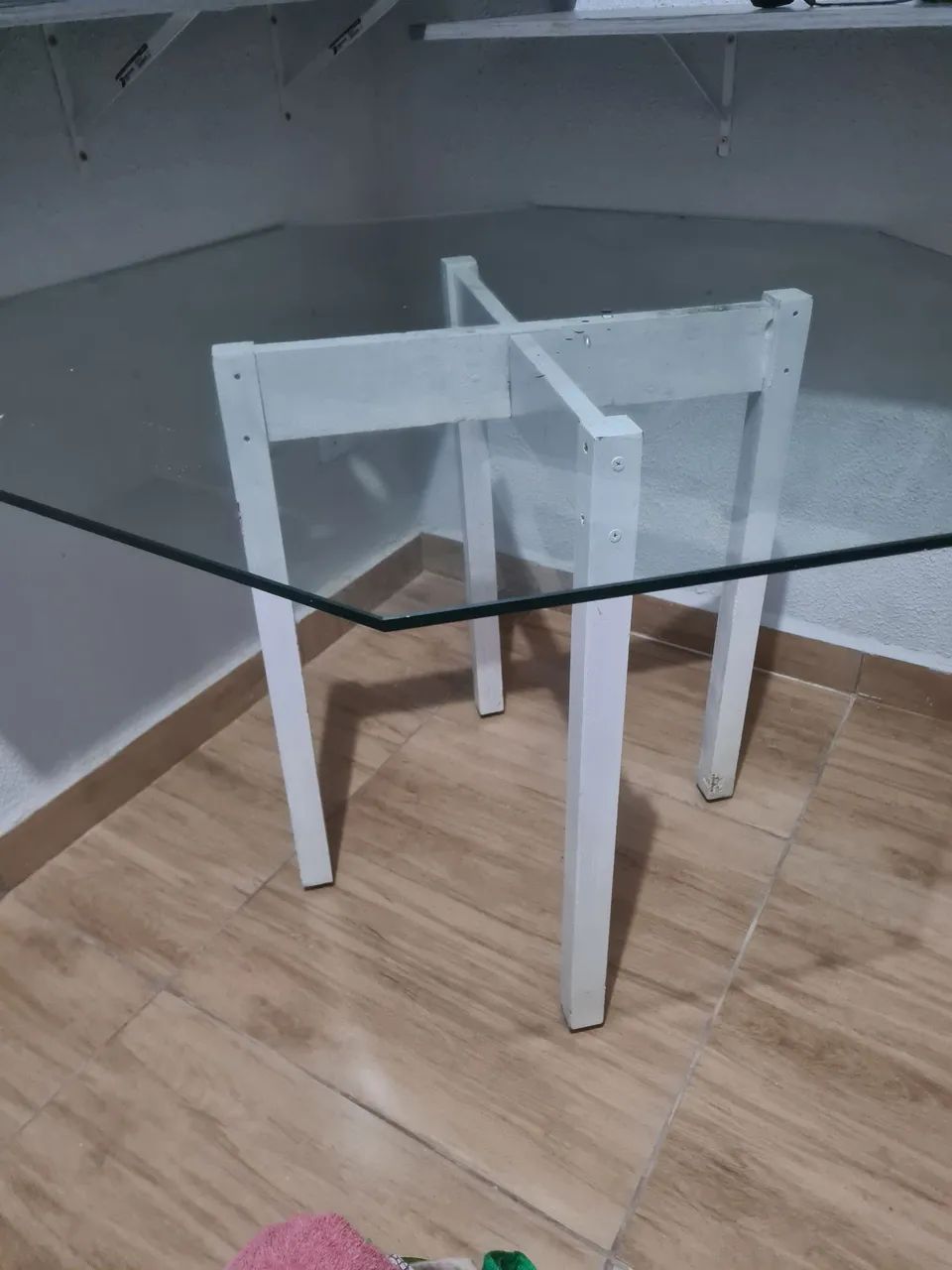 Mesa vidro temperado hexagonal