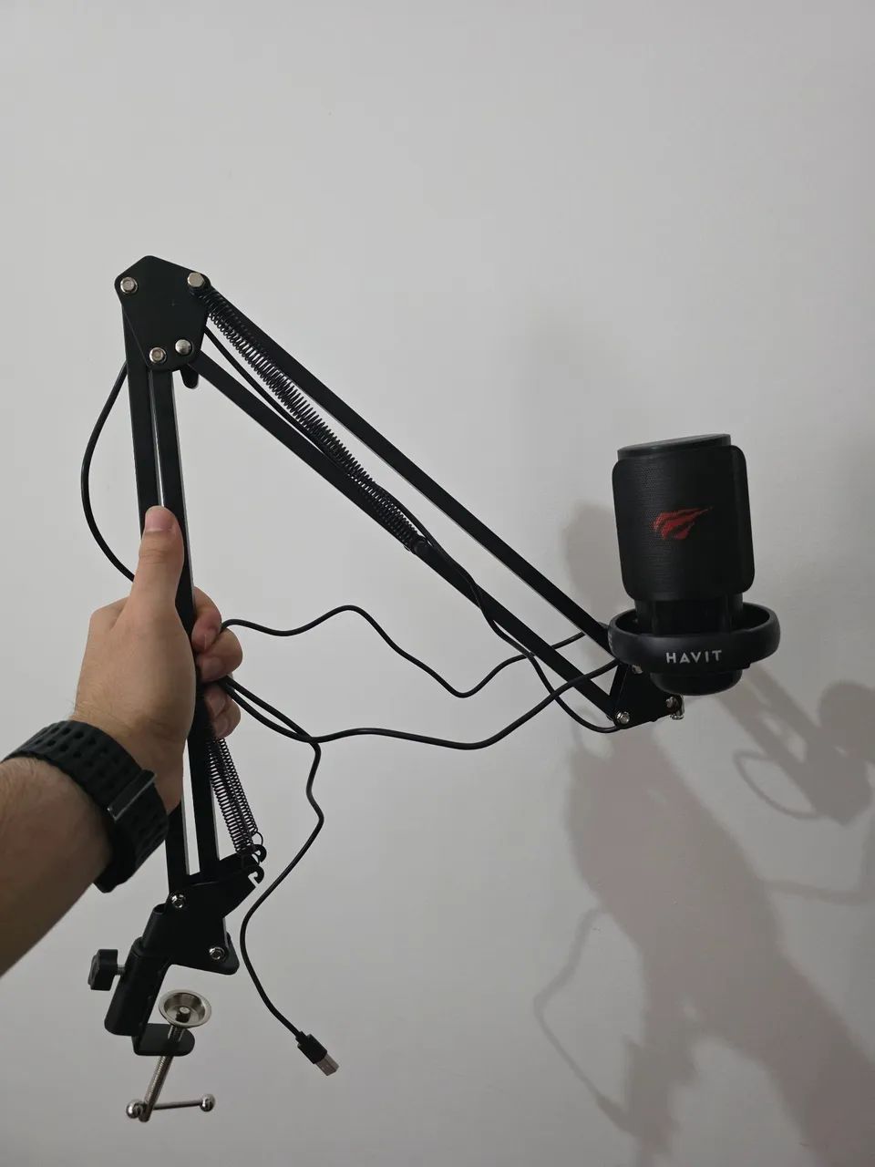 Microfone Stream Havit RGB Com Braço Articulado Gk50 Pro Preto - Foto 2
