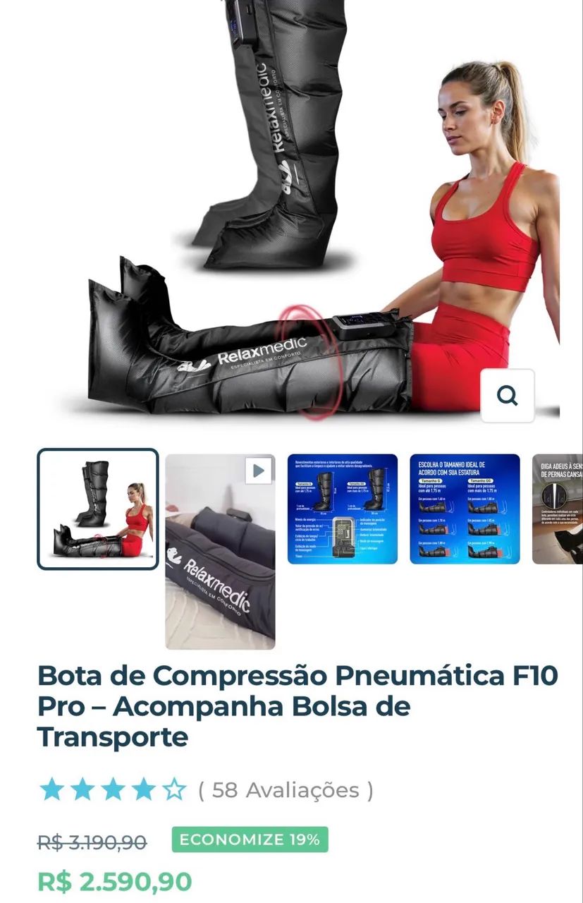 (g) Bota de compreensão pneumática Relaxmedic  - Foto 4