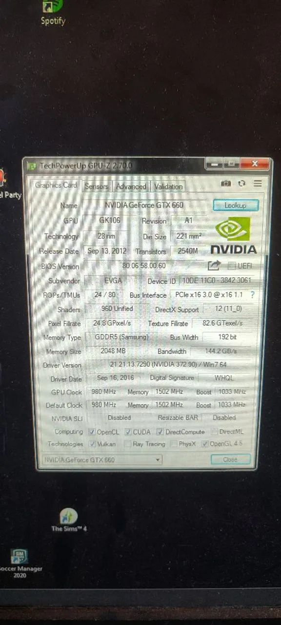 Placa de vídeo evga gtx660 2gb