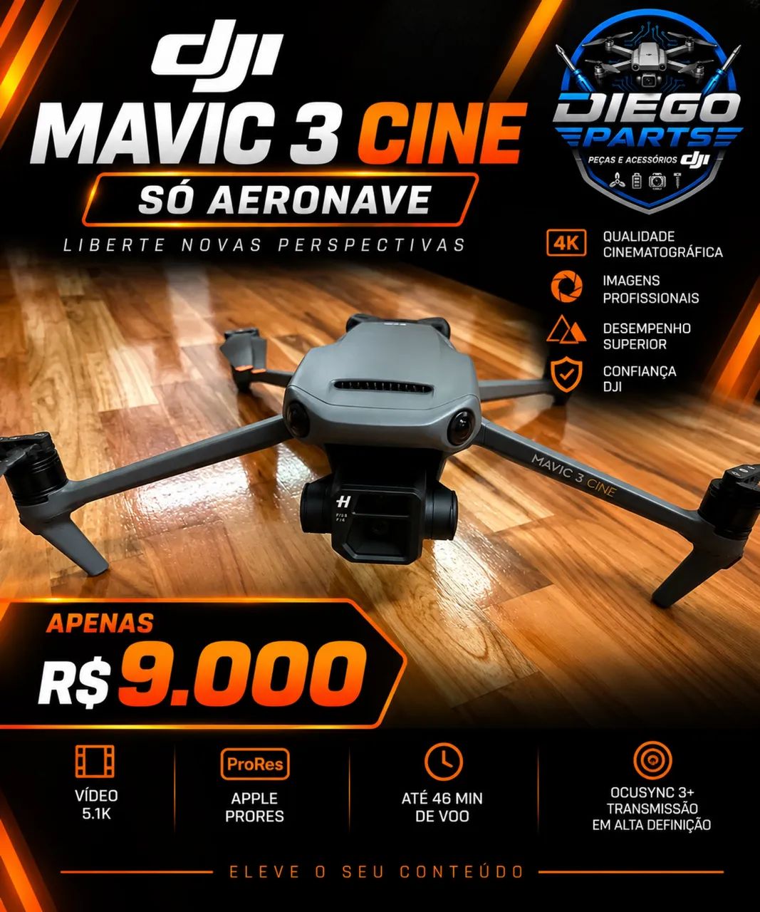 Mavic 3 cine só aeronave 
