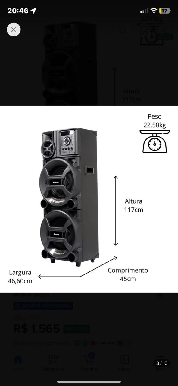 Caixa de som 2200W 