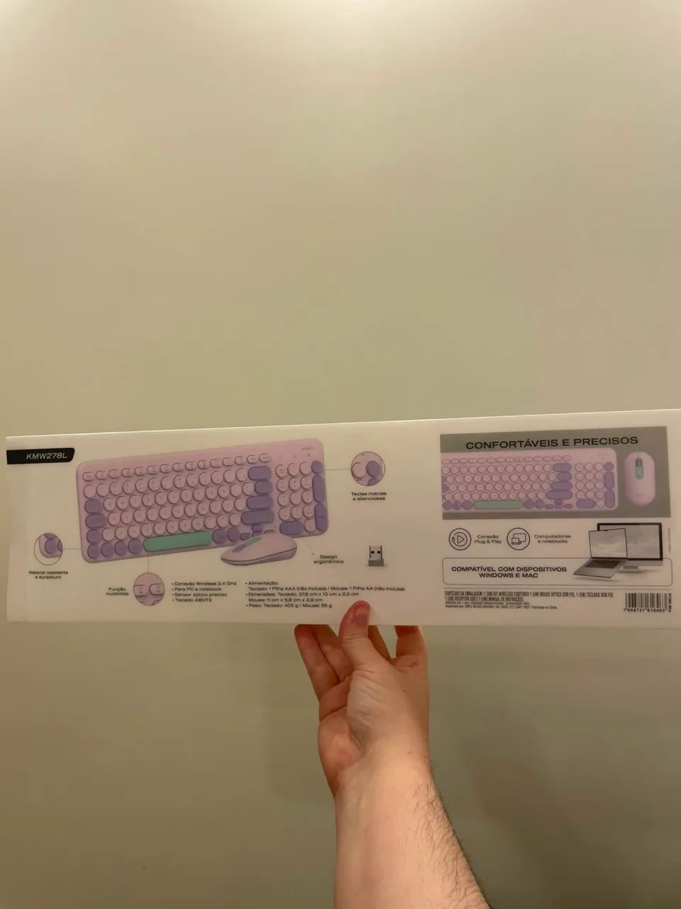 Kit sem fio teclado e mouse lilás - Ergo KMW278L - Foto 4