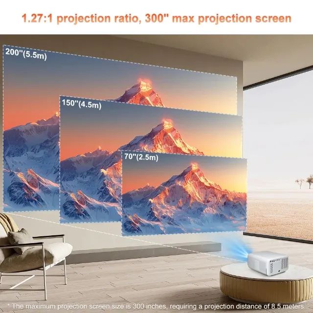 Flixtone D9W Ultra 3000 ANSI Lumens 1080P Nativo - Suporte a 4K - Android 12 - Foto 5