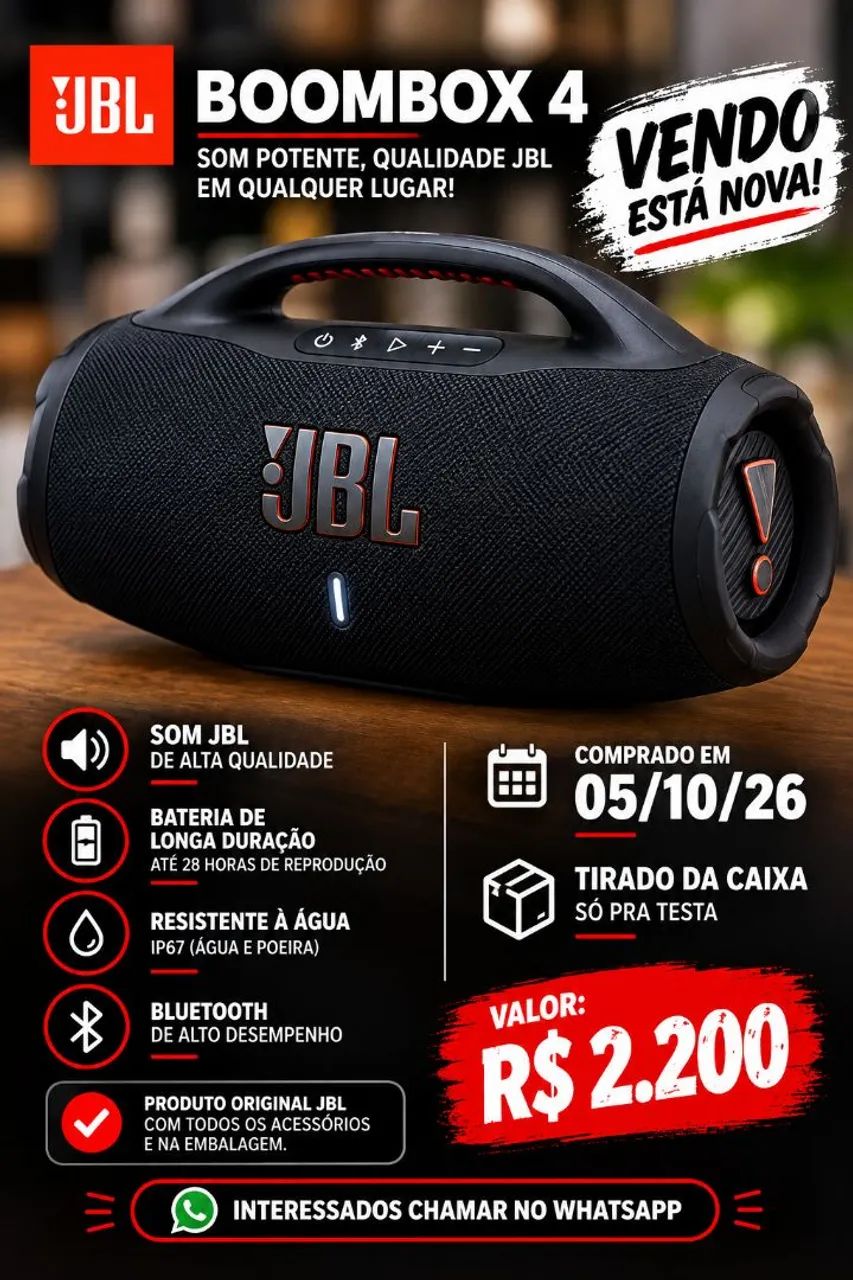 Jbl Boombox 4 nova Caixa e nota fiscal 