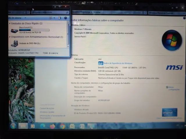 MSI / Mirax - Notebook - Tudo funciona, menos a bateria.