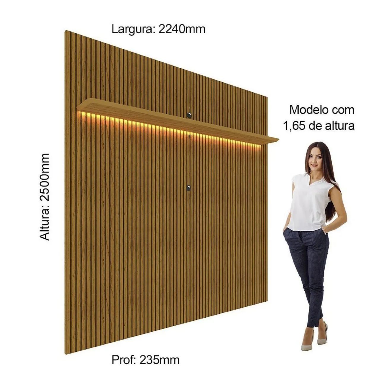 Painel Ripado para TV até 90 Polegadas com LED 100% MDF 224CMX250CM Impressão Ripada  - Foto 2