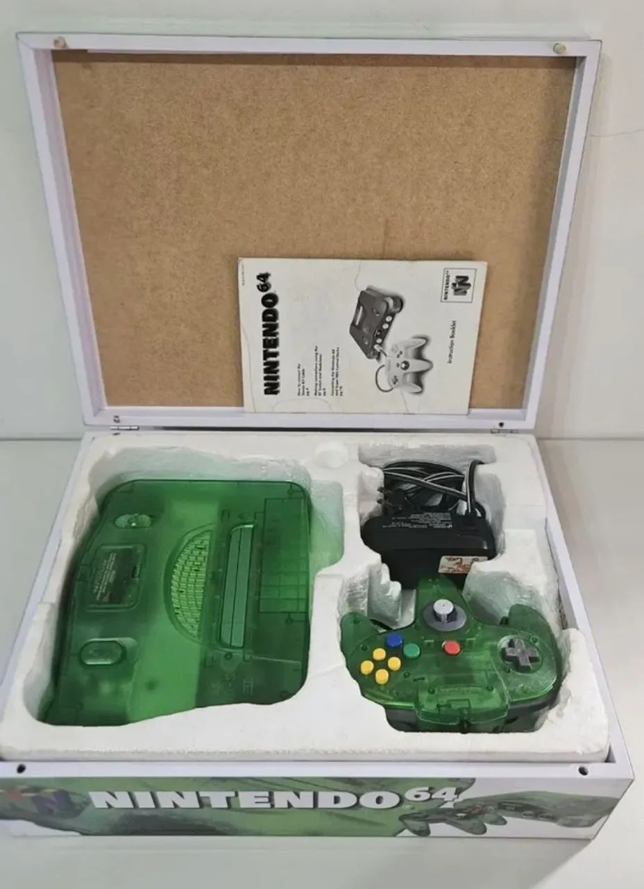 Nintendo 64 Kiwi com caixa em mdf