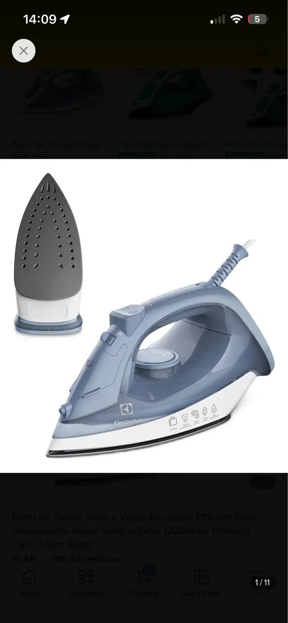 Ferro de Passar Novo Electrolux 