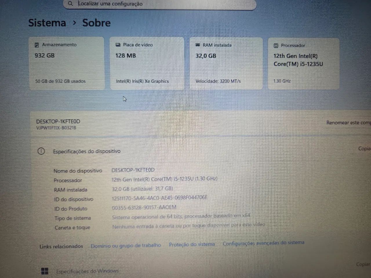 Vaio Intel Core i5 1235U, 32GB de RAM e 1tb de SSD