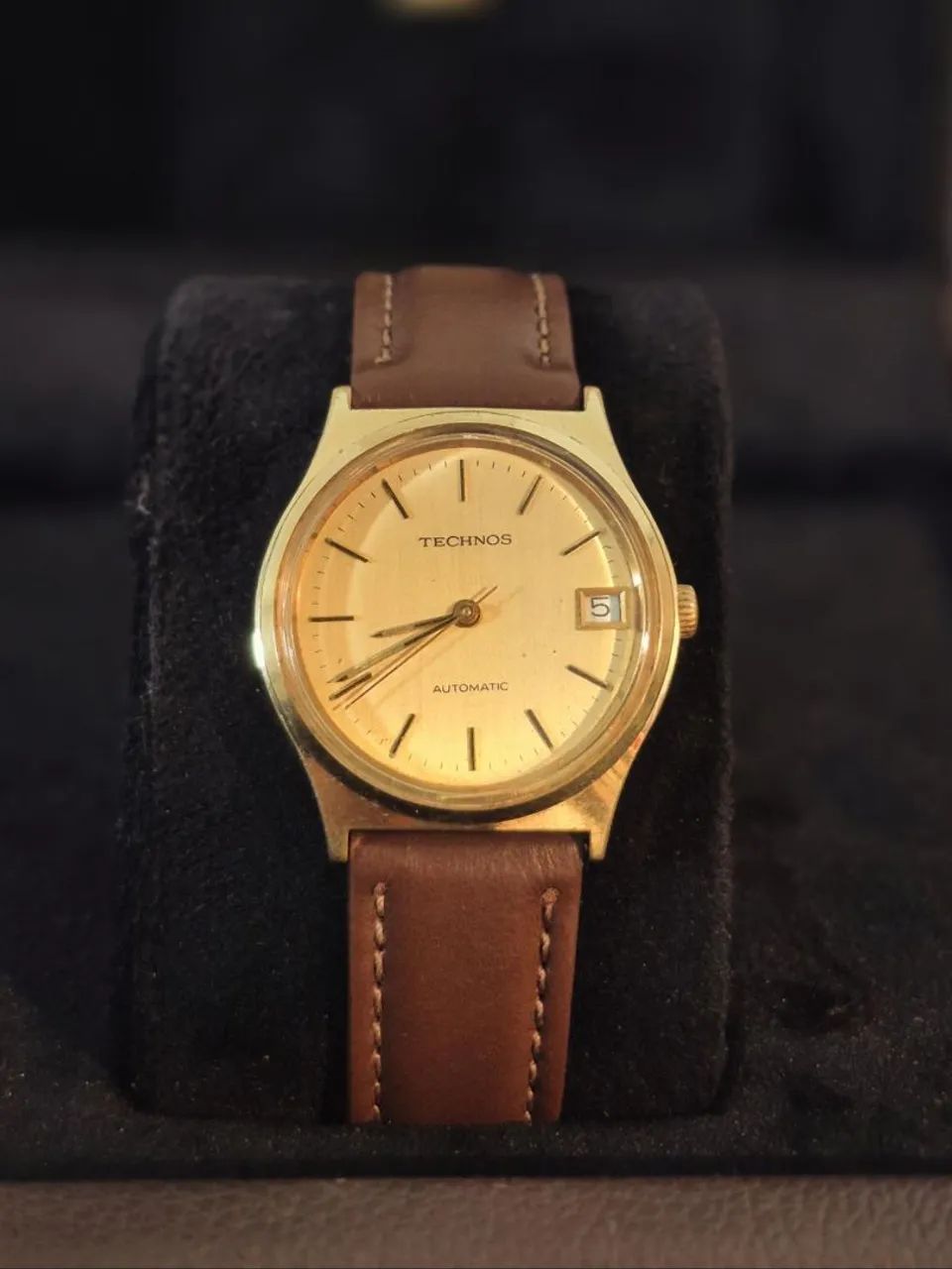 TECHNOS | AUTOMATIC DATE | CALIBRE SUIÇO | 1978 | PLAQUE D'OR