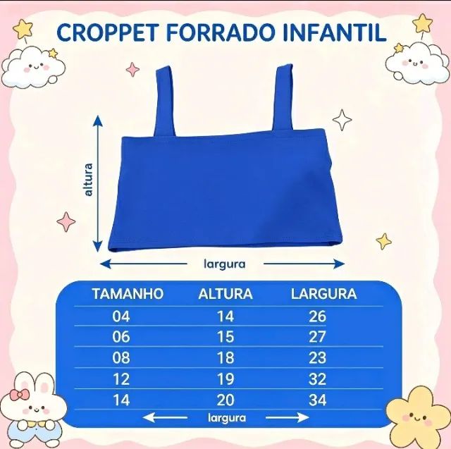 KIT COM 3 TOPS CROPPEDS MENINA INFANTIL FRENTE FORRADA - Foto 6