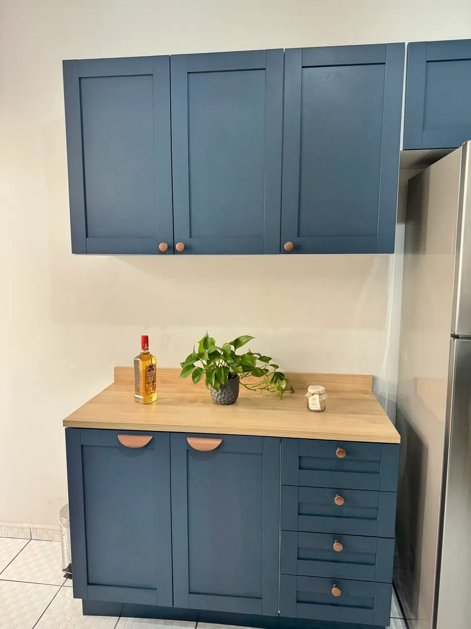 Cozinha Modulada 3 Peças com Tampo 2 Aéreos e Balcão