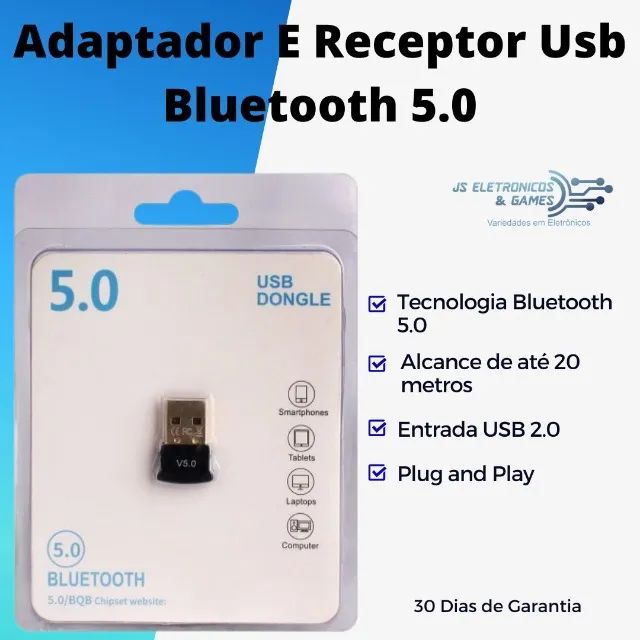 Adaptador e receptor bluetooth USB 5.0 Pc Notebook caixinha de som - Loja física