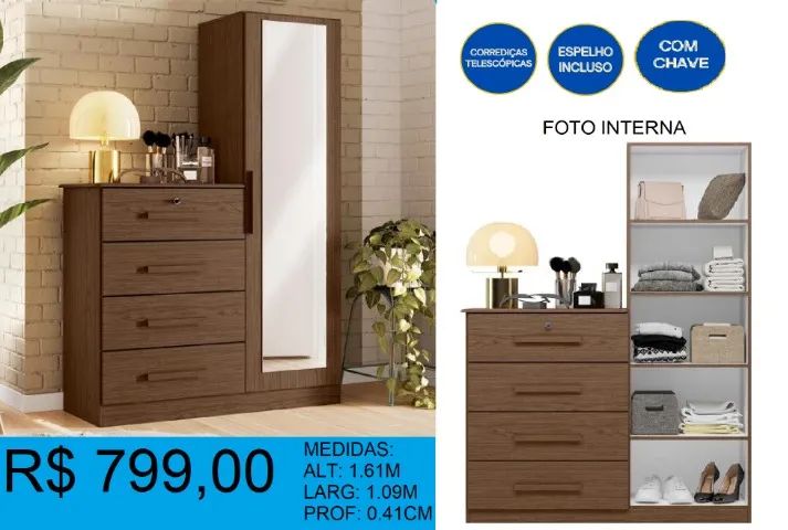Comoda com espelho e chave - temos a pronta entrega  - Foto 2