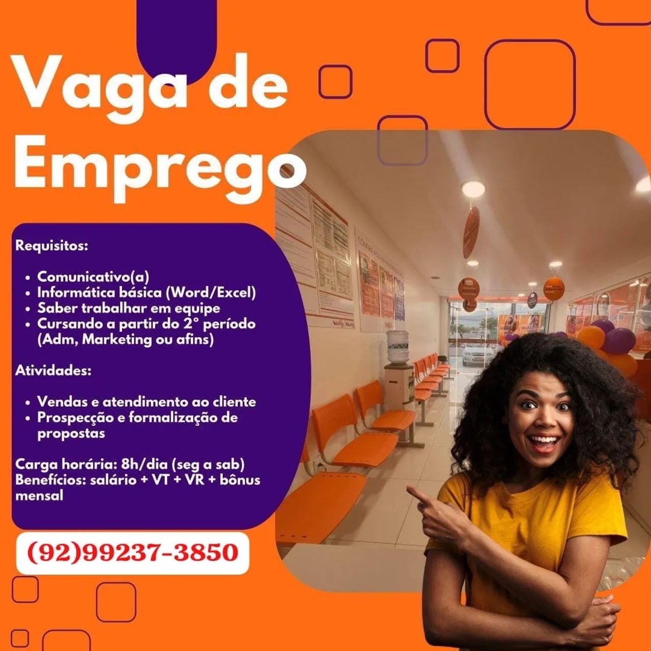 Vaga para consultoras de vendas 