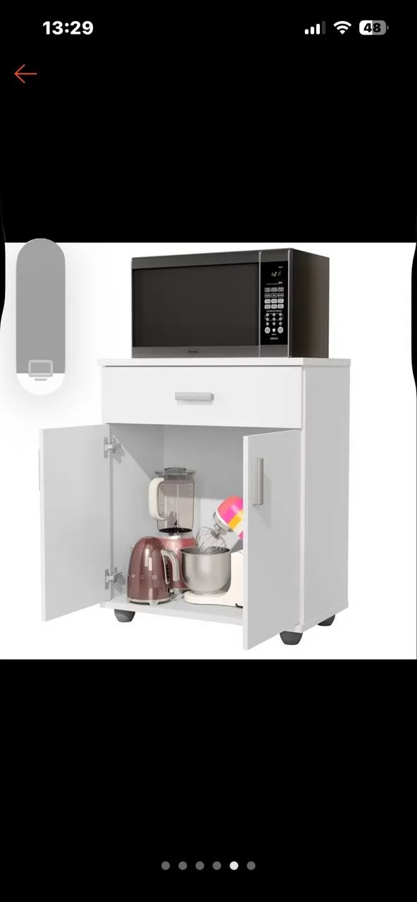 Aparador Bancada Estante Balcão Cozinha Base Micro Ondas Multiuso - Foto 3