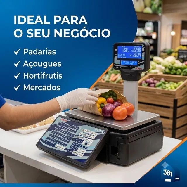 Balança Urano BA37 31kg com Impressora de Etiquetas - Nova - Foto 3