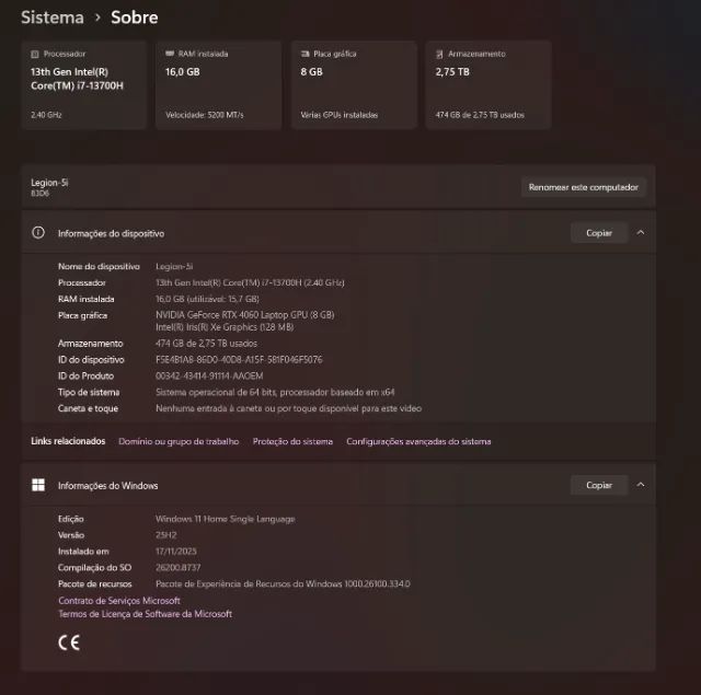 Notebook Gamer Legion 5i 4060 - Foto 4