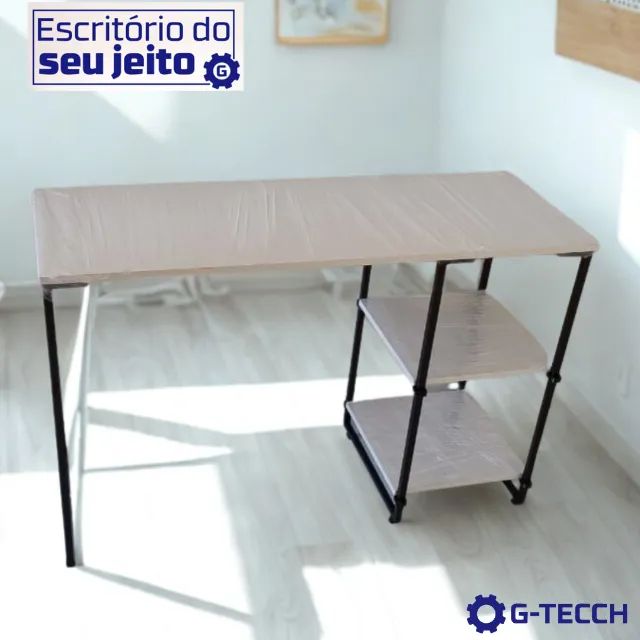 Escrivaninha com prateleira 1,1m NOVA Mesa Multiuso de Estudo para Computador Notebook - Foto 2