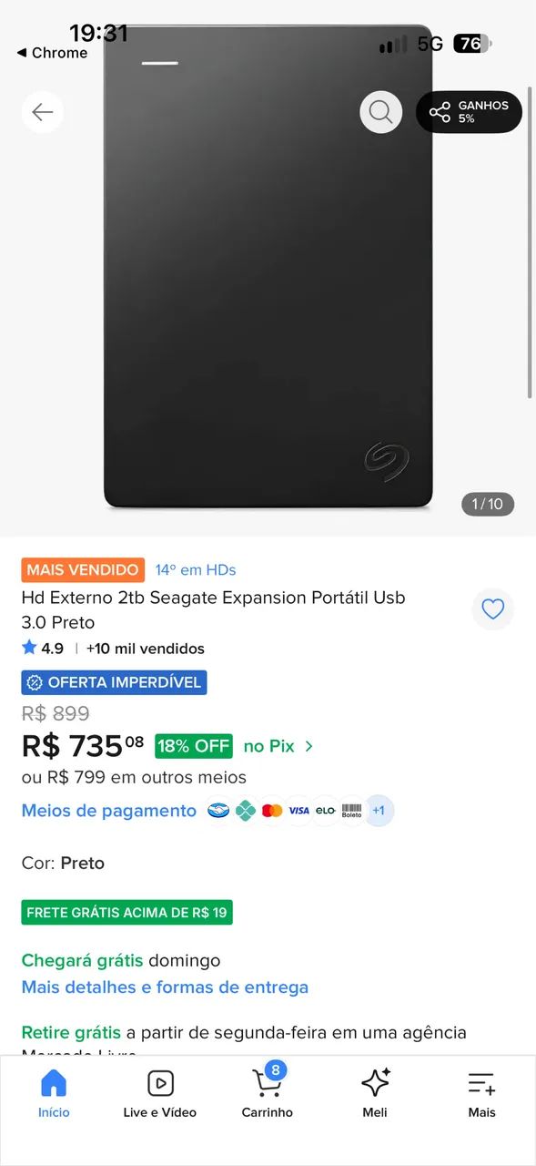 HD externo seagate 2TB - Foto 5