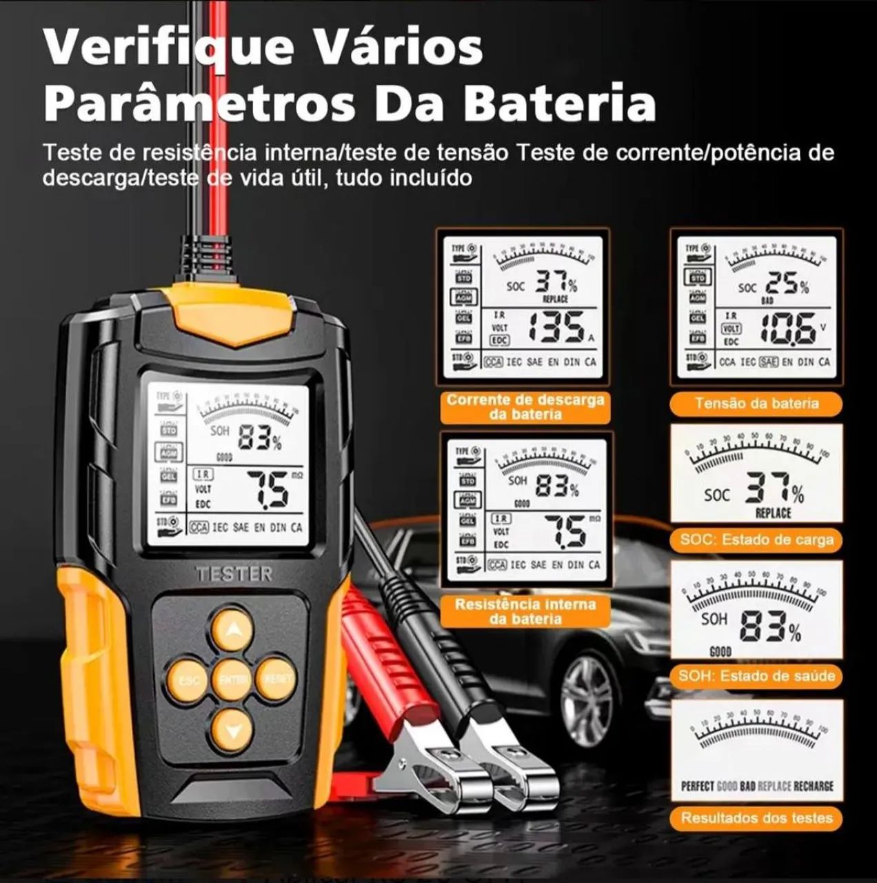Teste e Analisador de Baterias 12v-24v Foxsur - Foto 2