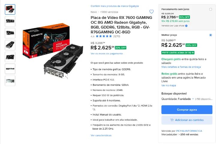 RX 7600 8GB GIGABYTE - Foto 4