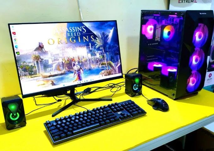 PC Gamer Xeon E5-2630v4 Placa Vídeo RX 580 16gb Ram Ddr4 Ssd 512 Hd 1Tb Tela Curva 24 180H