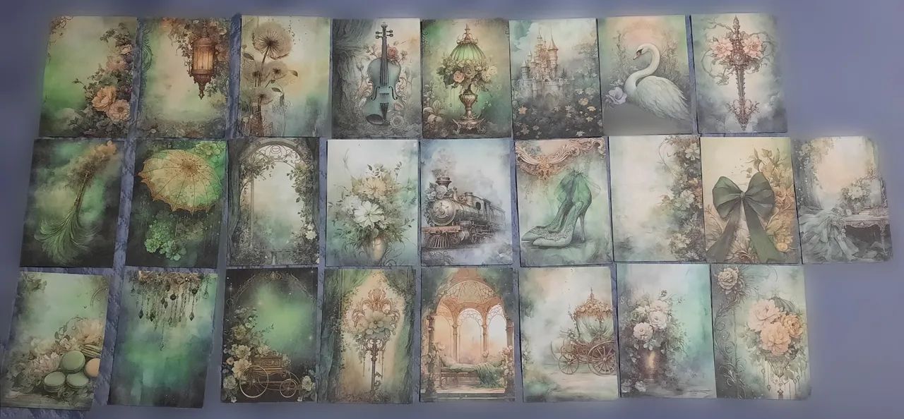 Lote de 50 notinhas vintage verde e preto - scrapbook, journal, papel de carta, coleção,  - Foto 2