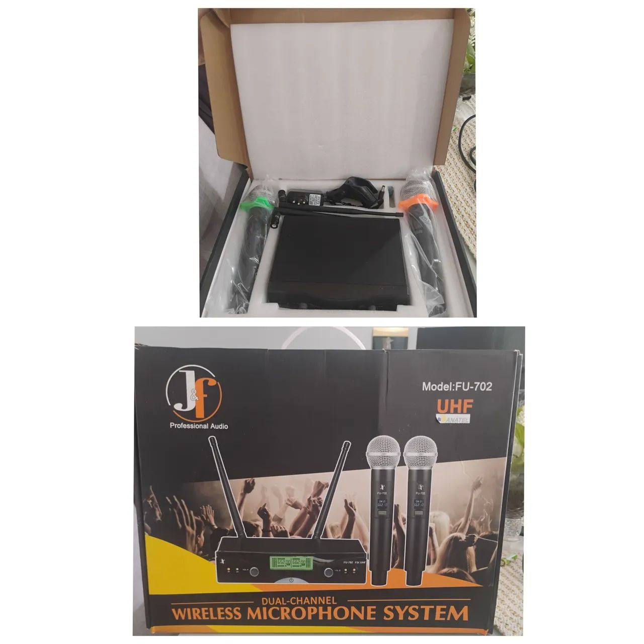 MICROFONE SEM FIO J&F PROFISSIONAL WIRELESS DUAL CHANNELS 