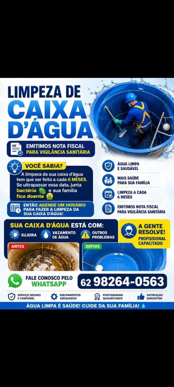 Serviços e solicitações para sua caixa d'água 