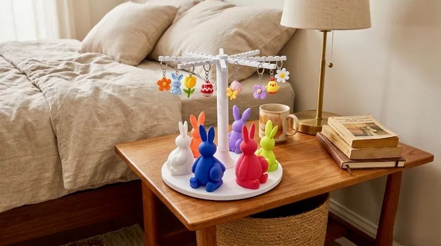 Porta Chaveiro 2 em 1 Rotativo com Base Organizadora para Mesa e Objetos Pequenos - Foto 4