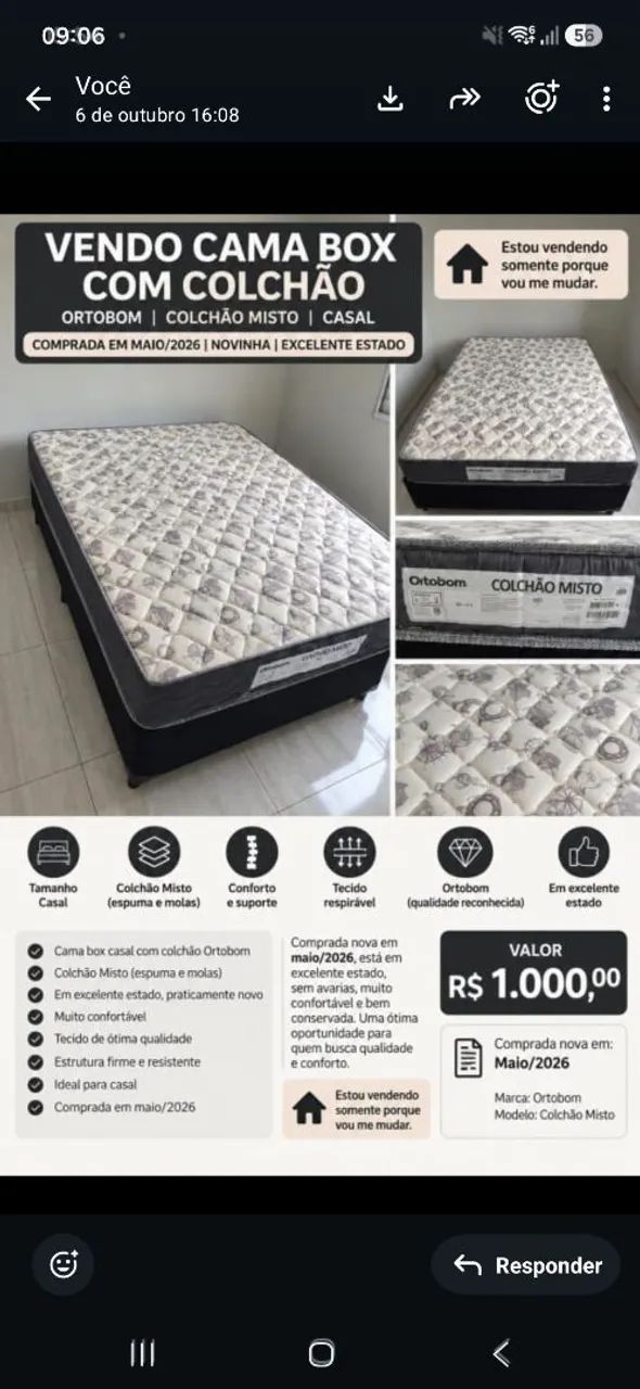Cama + colchão casal Ortobom - Foto 2