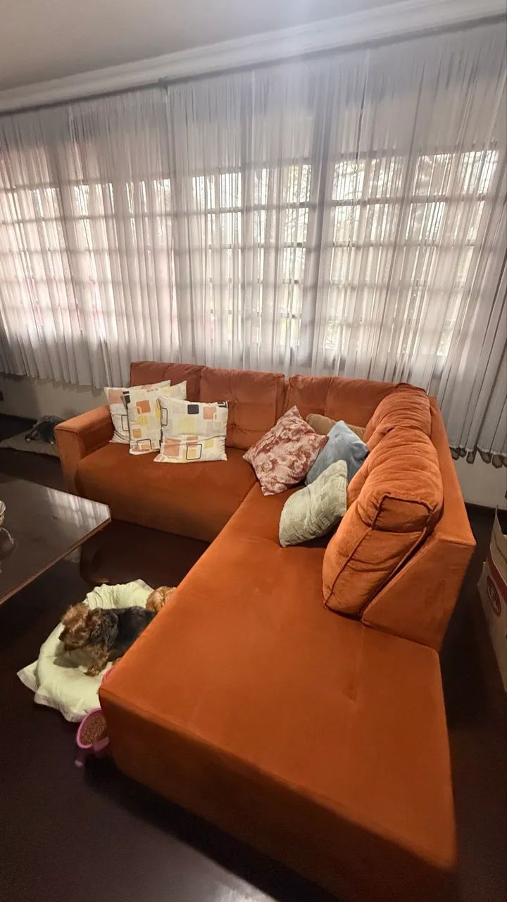 Sofá de Canto com Chaise Grande - Terracota - Foto 3