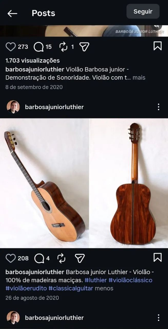 Violão Clássico Luthier Barbosa Junior - Cedro Canadense - Foto 2