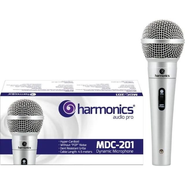 Microfone Harmonics Com Cabo Mdc201 Dinâmico Supercardióido Prata *ENTREGA GRÁTIS*