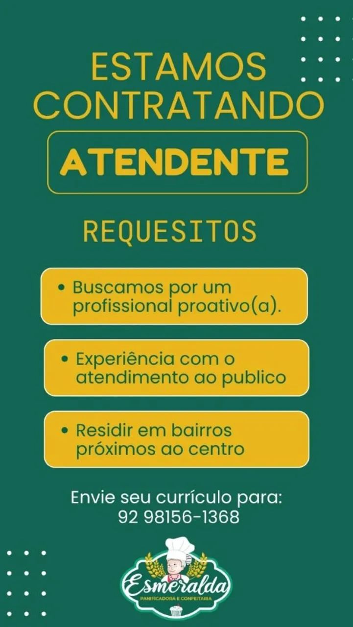 ATENDENTE DE PADARIA 