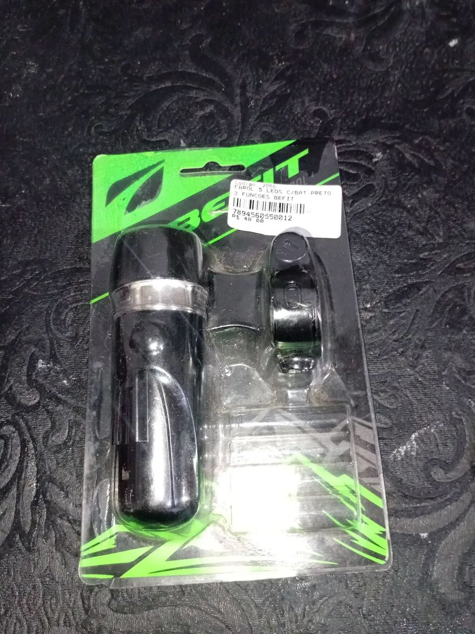 FAROL 5 LEDS C/BAT PRETO 3 FUNÇÕES 