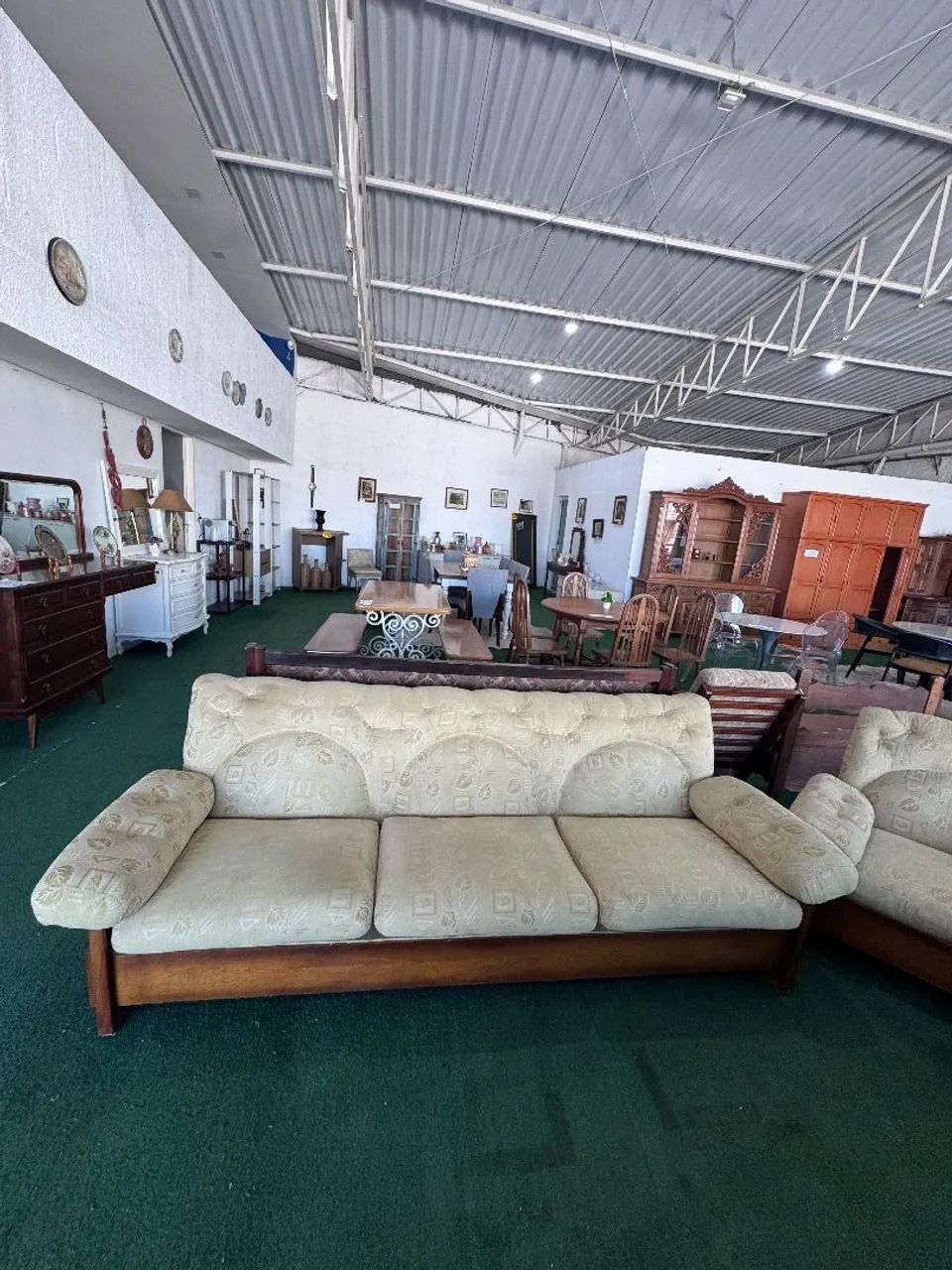 Conjunto de Sofá com Poltronas em Madeira Maciça com Estofado - Foto 5