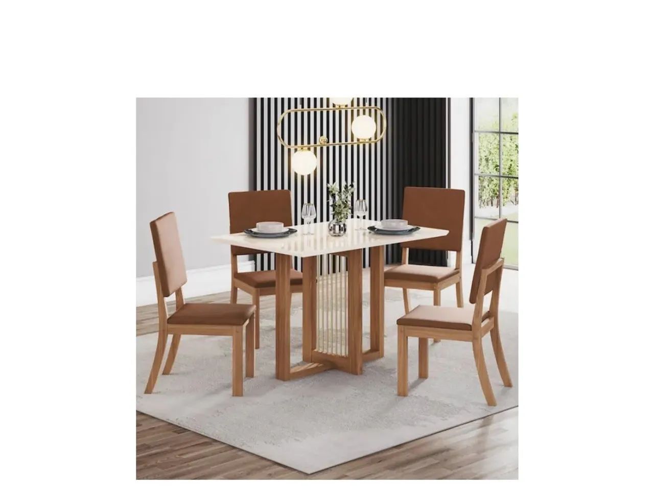 Mesa De quatro cadeiras e tampão de vidro  - Foto 2